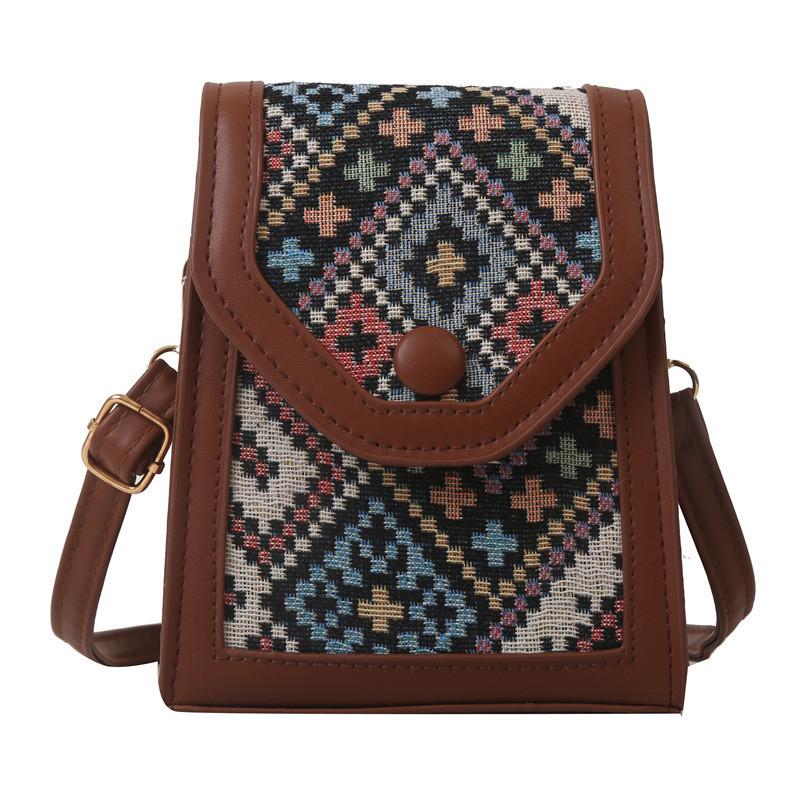 Street Style Small Square Shoulder Crossbody Bag For Women Fashion Plaid Color Block Design