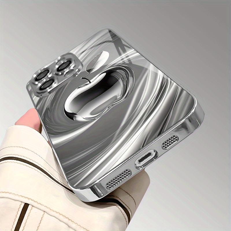 Stylish Silvery For Apple Pattern Glass Electroplated Phone Case For iPhone 17 16 15 14 13 12 11 Pro Max Plus 16E 17 Air Cover