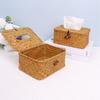 Chic Woven Storage Basket with Lid - Decorative Artistic Tissue Box Holder for Living Room, Rectangular Fabric Organizer for Cosmetics & Accessories