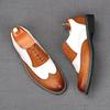 New Men's Black White Mixed Patent Leather Oxford Flats Brogues Shoes Male Homecoming Wedding Dress Zapatillas Hombre