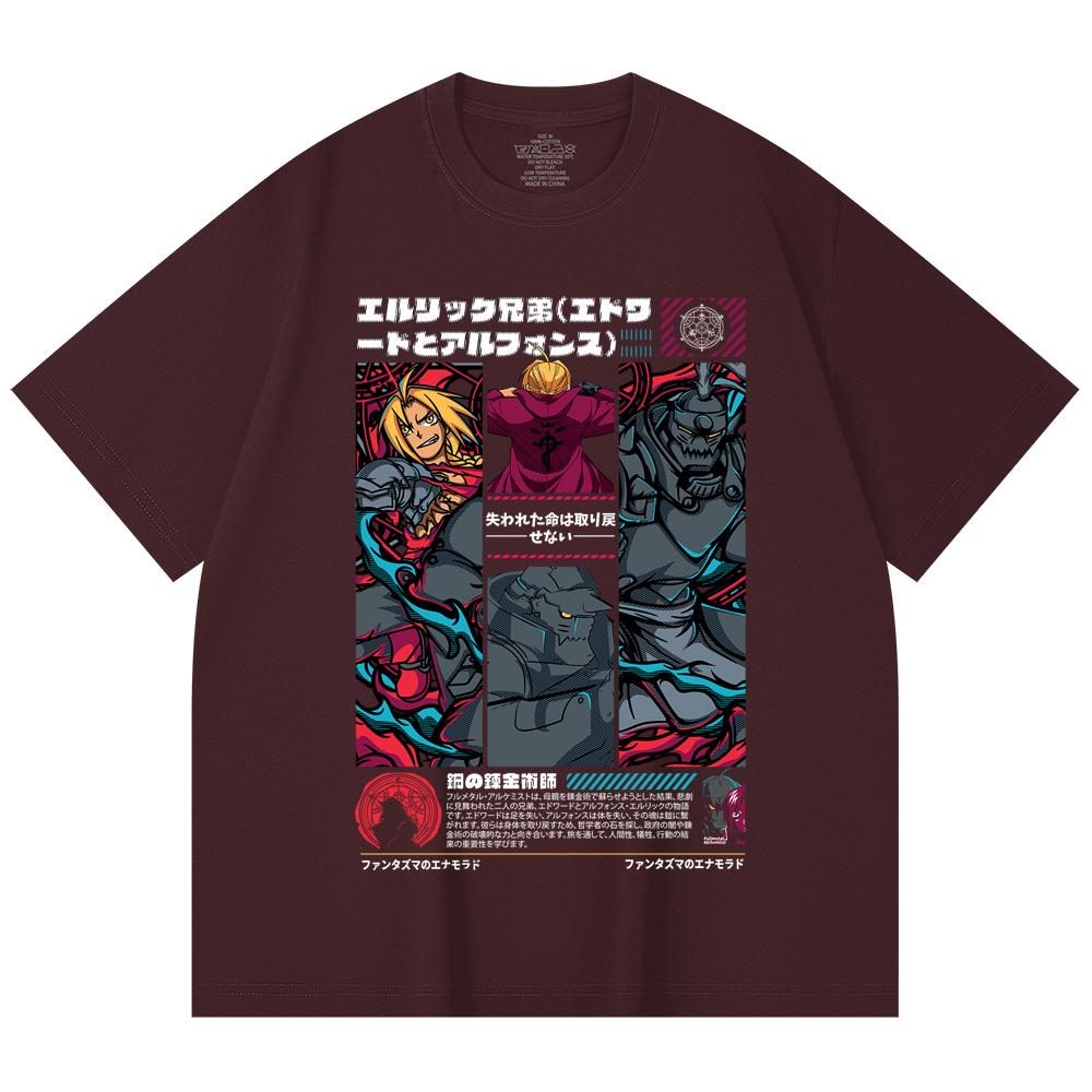 230 Gsm 100% Cotton Fullmetal Alchemist V3 Print Unisex Heavy Cotton T Shirt