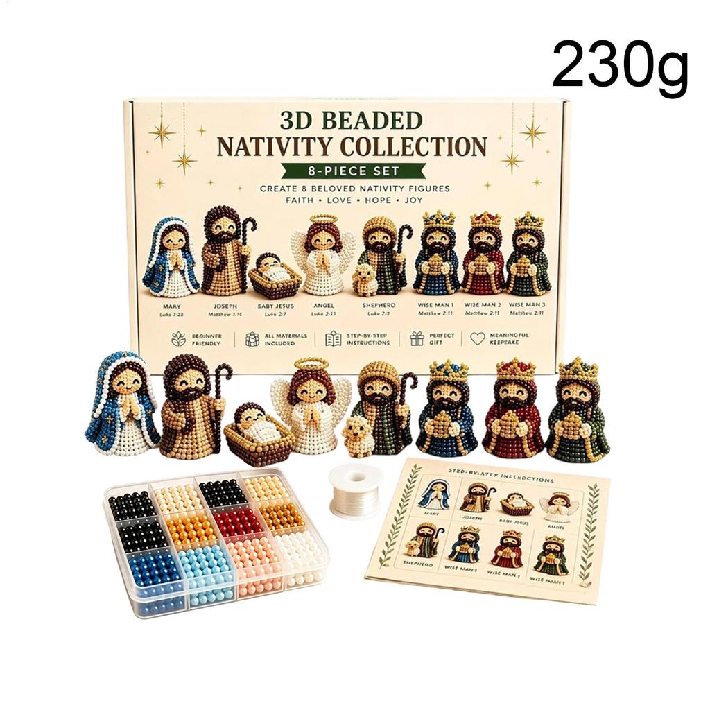 Nativity Bead Craft Kit 3D Figurines Decor Christmas for Men Women Adults Family Friends Holidays Gift Party Home Event Day