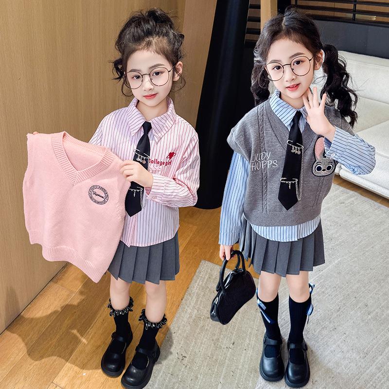 Girls' Academy Rabbit Police Officer JK Uniform Set: Vest, Pleated Skirt & Judy Shirt