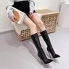 Fashion Sexy Stone Pattern Knee-High Boots for Women Shoes Pointed Toe Gladiator Long Thigh Thin HIgh Heled Knight Botas Botines