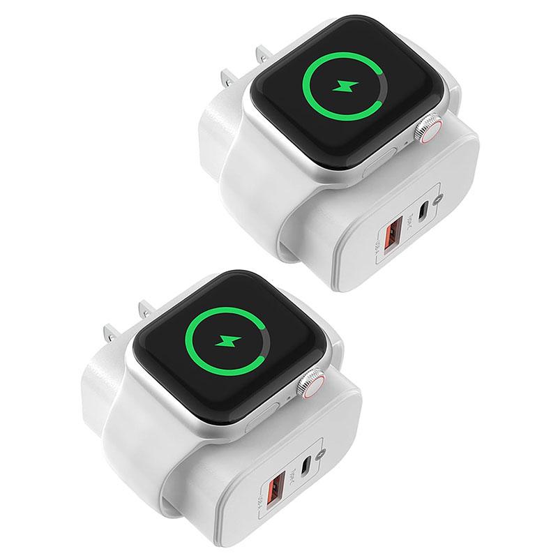 1/2pcs Magnetic Wireless Charging Block 3-in-1 Dual Port for iWatch Series Ultra/SE/9/8/7/6, iPhone 16/15/Pro Max iPad Pro/Air