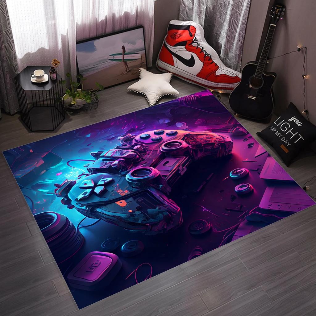 Gamepad Pattern Carpet for Living Room Bathroom Decoration Non-Slip Game Controller Large Area Rug Bedroom Play Room Floor Mat