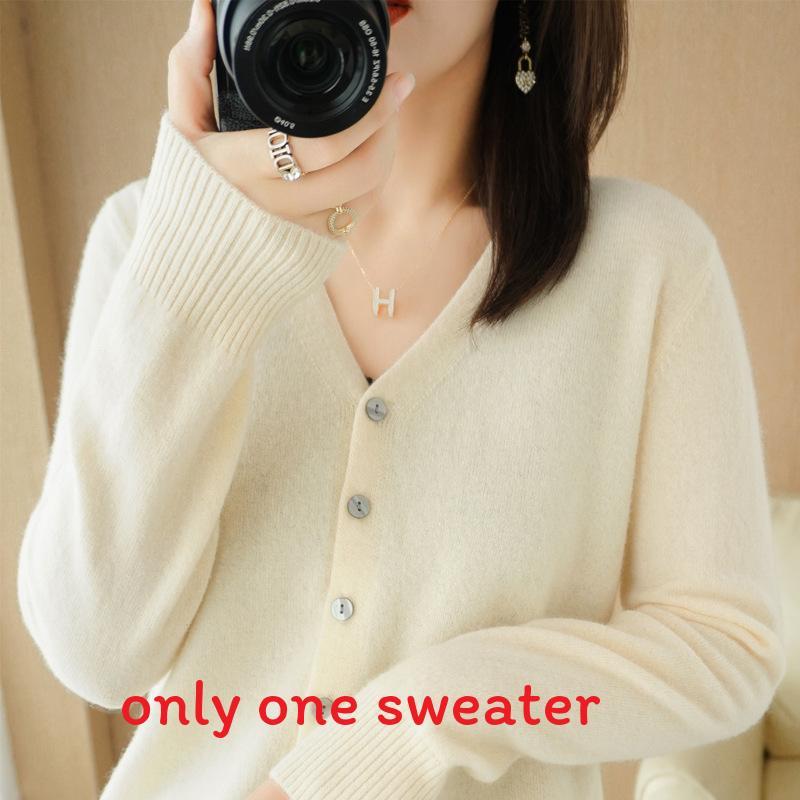 Knit Cardigan For Women With Vneck Long Sleeves Soft Polyester Blend For Casual Wear