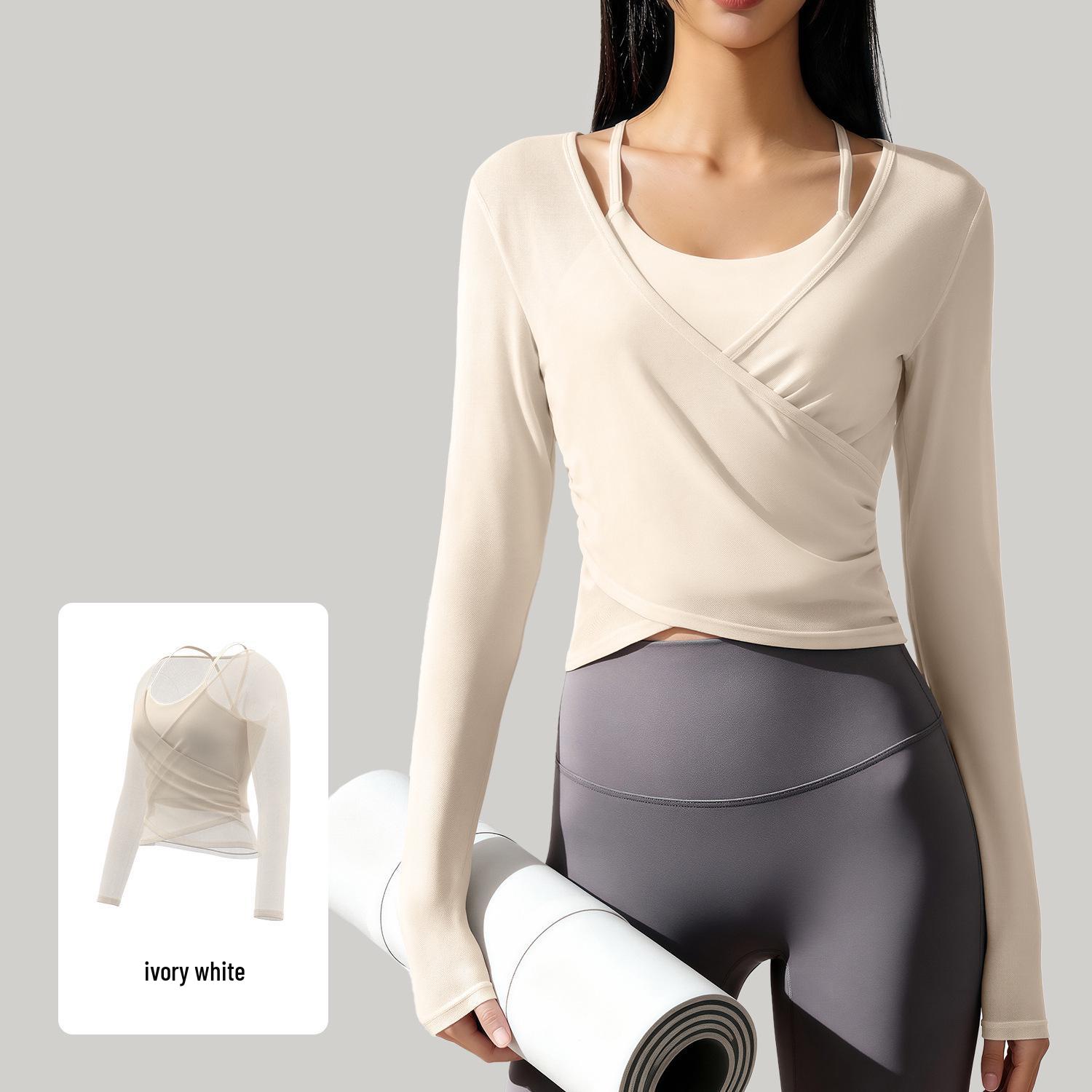 Женский двухсекционный топ для йоги с длинным рукавом, стройнящий, для пилатеса и тренировок M