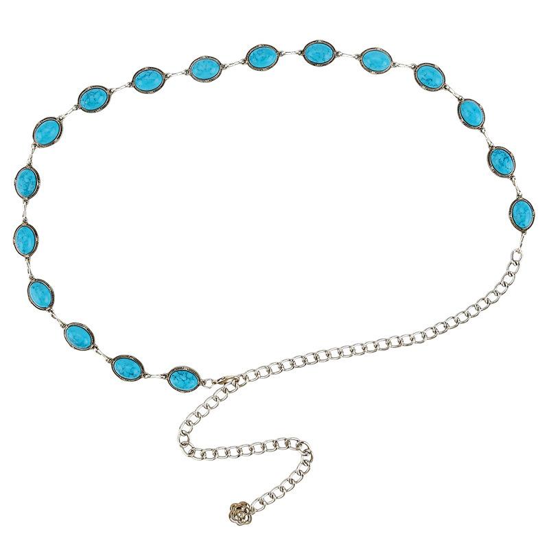 

Европейская и американская отделка талии, цепочка для тела, женская высококлассная бирюзовая универсальная юбка, богемная цепочка для талии, для девушек