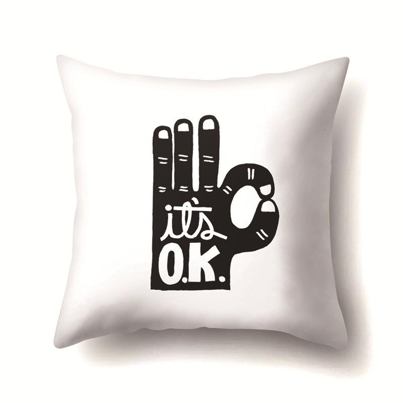 Nordic Style Ins Illustration Graffiti Polyester Pillowcase Car Decoration Home Printed Waist Rest Pillowcase