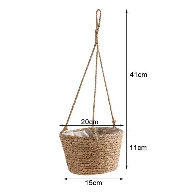 Home Decor Garden Plant Storage Basket Hanging Flower Pot Woven Indoor Outdoor Flower Pot Rack Lace Plant Hanger
