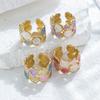 Gold-plated Oil Dripping Ring Colorful Colorful Ring Geometric Pattern Ring  Wedding Gifts