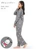 Pochacco Shirt Powder Long Long Top and Bottom Room Loungewear [SAZAC] Pajamas, Stretch, Women's, Sleeves, Pants, Set, Wear, (Gray/M/SAN1912)