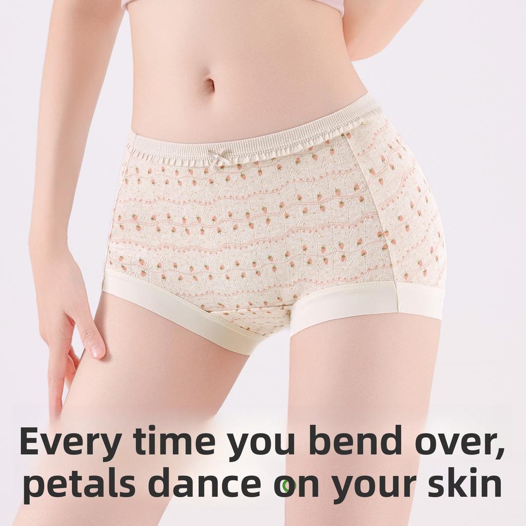 Female Spring and Autumn 10A Pure Cotton Extended Crotch No Trace Small Flat Angle Briefs