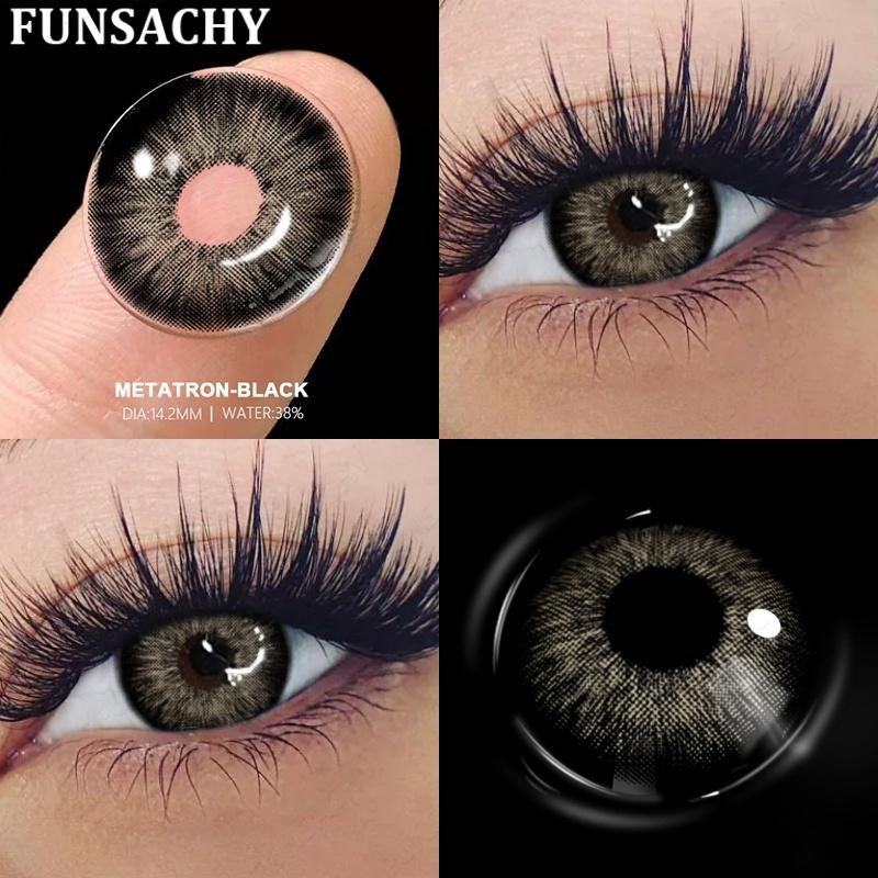 FUNSACHY 1pair Colored Pupils for Eyes Natural Brown Big Eyes Contacts Cosmetic Gray Eye Color Lens Blue Lenses for Woman Yearly