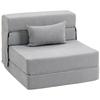 Floor Sofa, Upholstered Couch, Convertible Into Mattress, Foam, Cushion, Light Grey