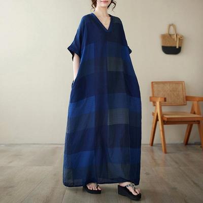 Summer Plus Size Maxi Dress Women Oversize Loose V Neck Sundress Bohemian Floral Print Big Dress 9049