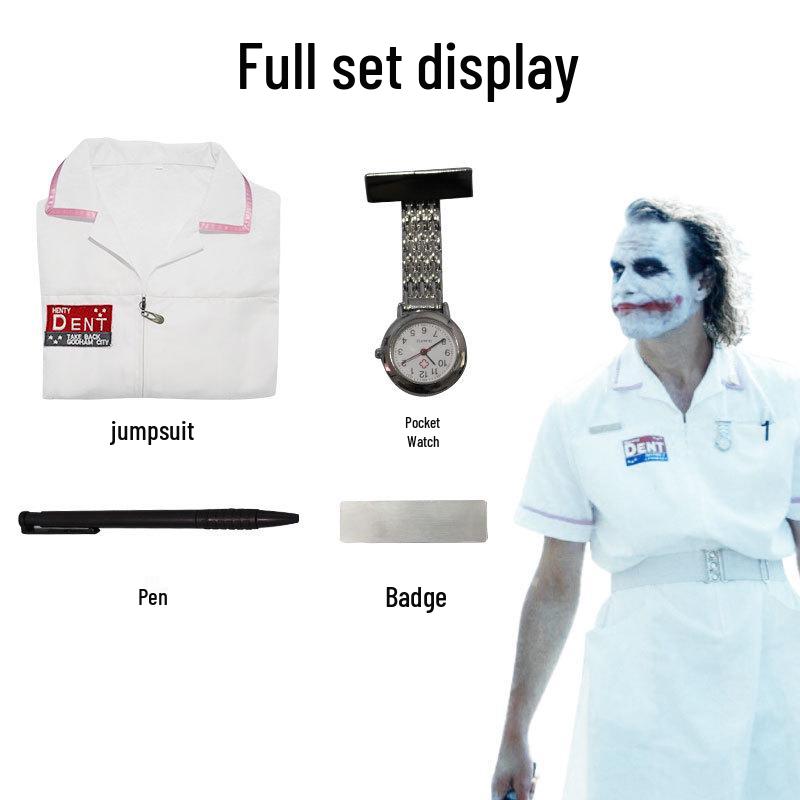 Men s Joker Joker Nurse Costume - Batman Arkham Cosplay Performance Outfit XXL