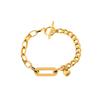 Women's Stainless Steel Bracelet with Diamond-Embellished Link Chain and Toggle Clasp for Party Occasions Gift-Ready