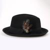 Cappello Panama Vintage Piume Cappello a Tesa Piatta Unisex Cosplay Festa Costume Cappelli Fedora