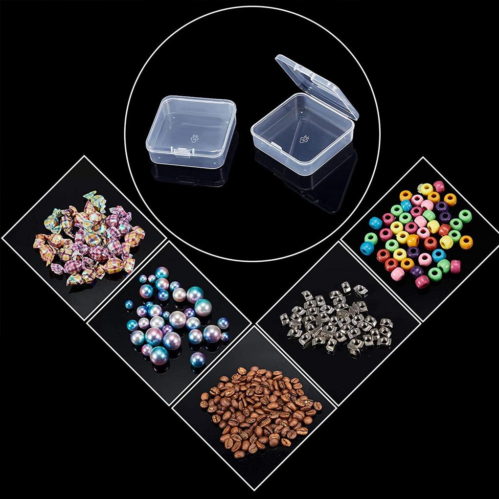 Tragbare Plastikbox Quadratisch Transparent Schrauben Aufbewahrung Organizer Schrank mit Klappdeckel Schmuckkoffer für Kosmetik Handwerk Eisenwaren
