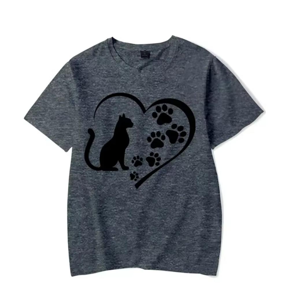 Cat Paw Graphic Tshirt Men Funny Heart Cat T-shirt Fashion Harajuku Streetwear Oversized Men Brand Hip Hop Top Vintage Shirt Man