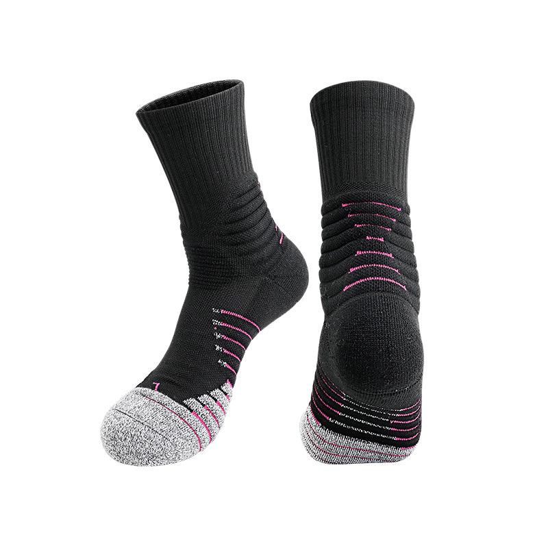 Summer Elite Men's Anti-slip Mid-calf Sports Socks: Durable, Thick, Towel Bottom, Perfect for Basketball & Cycling.