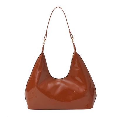 Retro Lackleder Glänzend Brot Achselhöhle Damen Tasche Ein Schulter Handgehalten