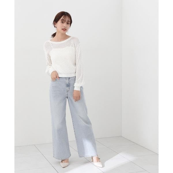 Proportion Body Dressing Sequin Mesh Knit Cream Yellow Women's Sweater,