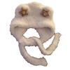 New Bear Ear Plush Knitted Hat for Women In Winter Warm Face Showing Small Straps Ear Protection Lei Feng Hat Trend