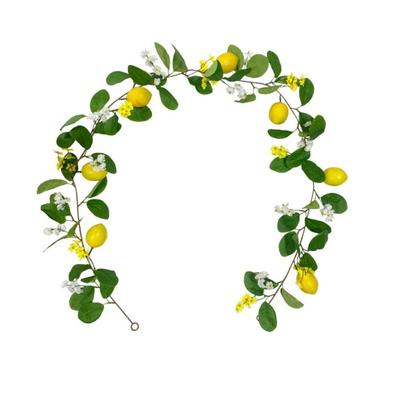 2Pcs Spring Summer Greenery Vine Artificial Lemon Garland Garlands with Lemons Dense Flowers for Door Wall Mantle Wedding Party Table Decorations