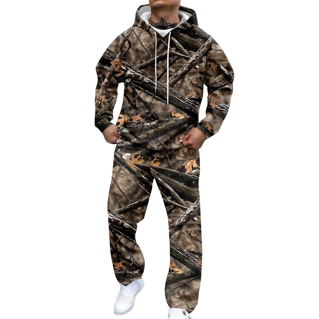 Men's Camouflage Hooded Sweatshirt And Sweatpants Casual Sports Suit