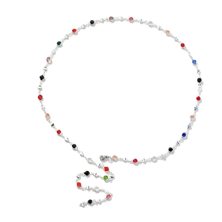 Eye Catching Colorful Crystal Neckpiece Adjustable Length Clavicle Chain Long Y-Shaped Neckchain for Fashion Ladies