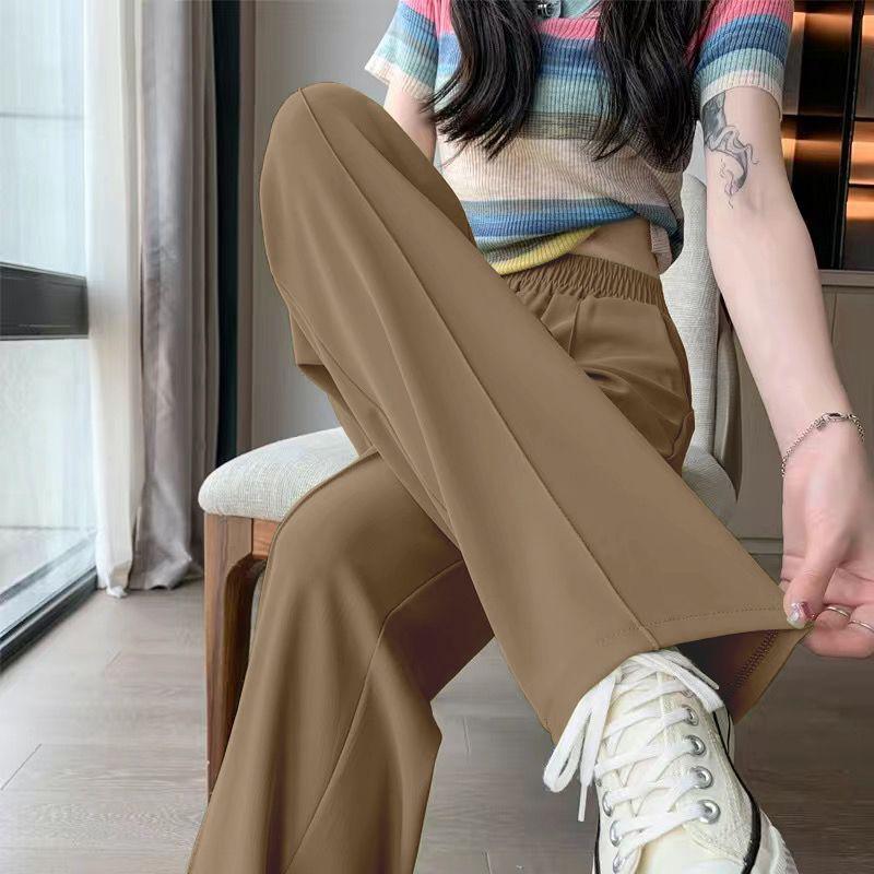 

Women s High-Waisted Ice Silk Wide-Leg Pants - Summer Casual Straight-Leg Trousers 3XL (145-160 jin)