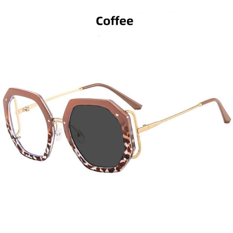 New Fashion Large Polygon Women Glasses Frame Photochromic Anti Blue Light Computer Reading Hyperopia Eyeglass