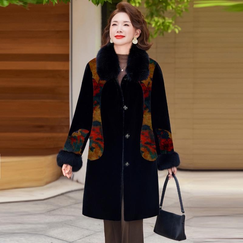 Winter Women's Coat Noble Thickened Medium Mother Mink Velvet Coat Winter Clothing Medium and Long Clothes