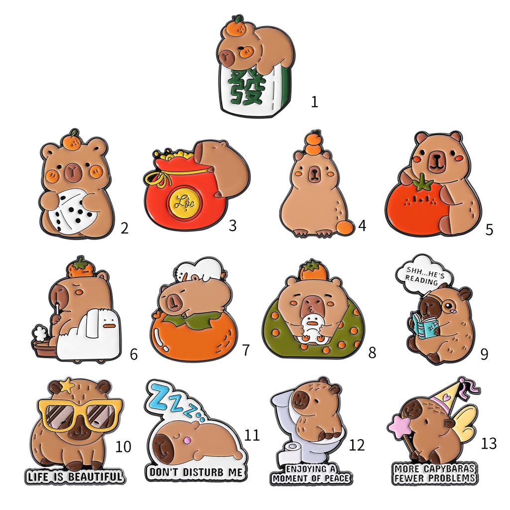 Lindos Pines Broches de Carpincho para Mochilas Ropa Accesorios DIY Regalos Kawaii Pines de Solapa Unisex con Temática Animal