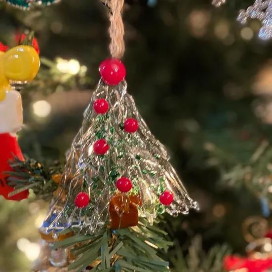 Glass Christmas Ornament Red Green Silver Wreath/Tree Hanging Decoration for Holiday Home Party Decor