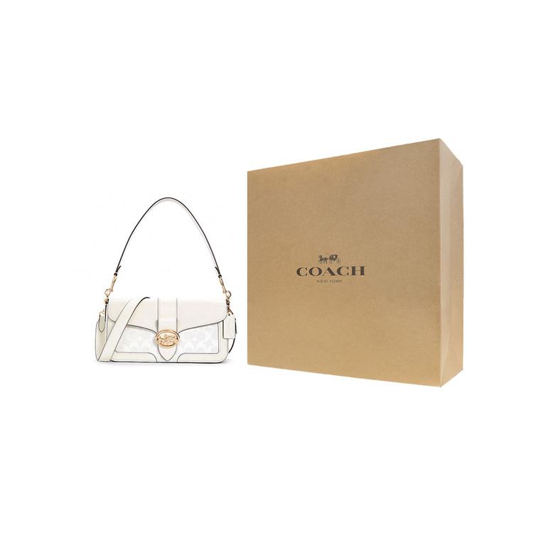 New COACH Georgie Canvas With Leather Shoulder Bag Handbag Medium Size Women's White C4067-IMQQ4