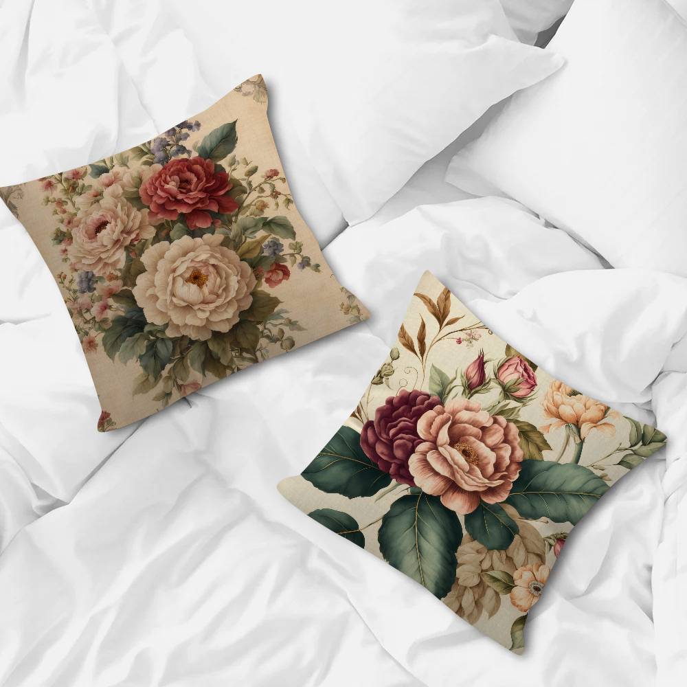 Vintage Floral Art Flower  Pillowcases Home Bedding Decorative Pillow Cover Wedding Super Soft Pillow Case
