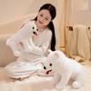33cm Sitting White Samoyed Dog Tongue Out Kwaii Puppy Simulation Animal Doll Birthday Gift