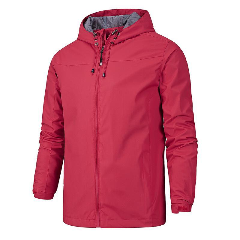 Herren einfarbige Kapuzenjacke: Winddicht, Wasserdicht, Lässige Outdoor-Dünnwindjacke für Frühling, Herbst, Winter