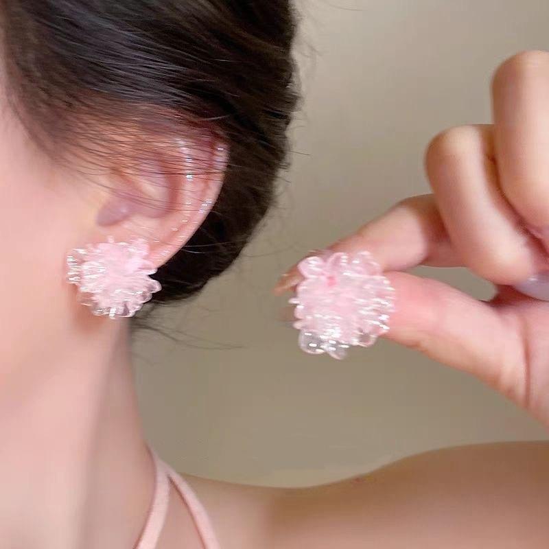Dopamine Color Flower Stud Earrings Women's New High-end Feeling Small Fresh and Sweet Earrings Versatile High-value Trendy Earrings