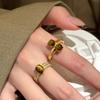 18k Gold Plated Tiger Eye Zircon Coffee Ring - High-End Niche Style Jewelry for Women