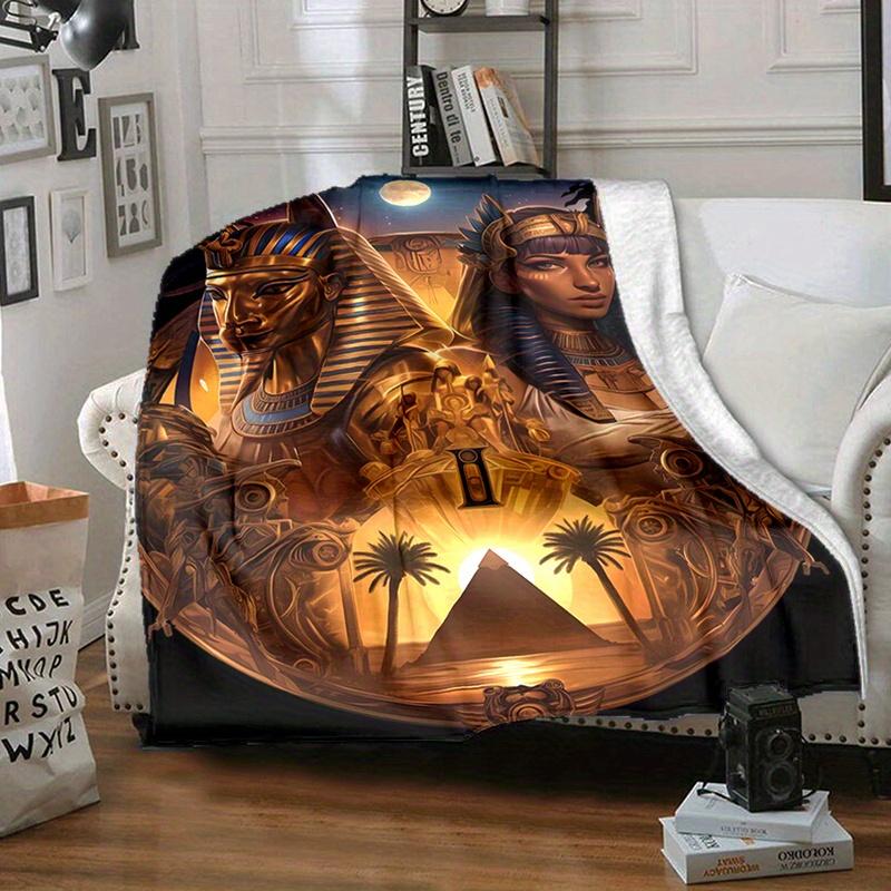 Egyptian Mystery Ancient Culture Pattern Print Art Blanket - Soft All-Season Multi-Purpose Throw for Sofa, Bed, Travel & Gift