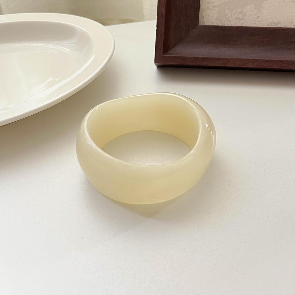 Ombre Resin Bangle: Wide Irregular Design, Vintage Minimalist Style