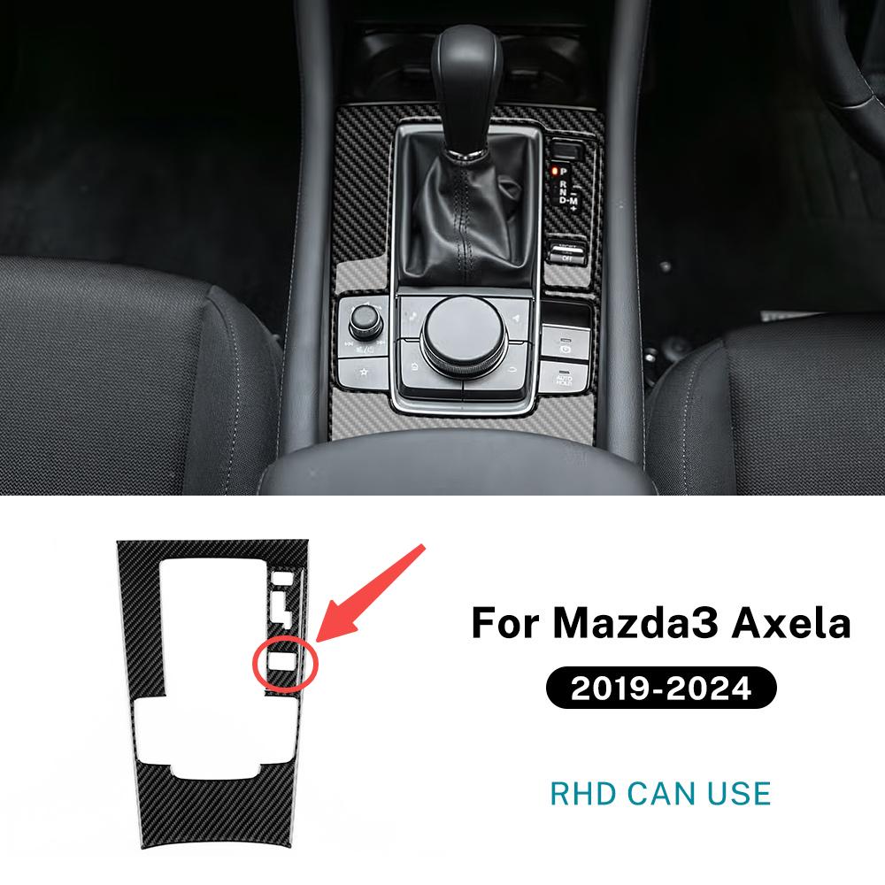 Real Soft Carbon Fiber For Mazda 3 BP 2019 2020 2021 2022 2023 2024 2025 Mazda3 Axela Manual Automatic Gear Shift Panel Sticker