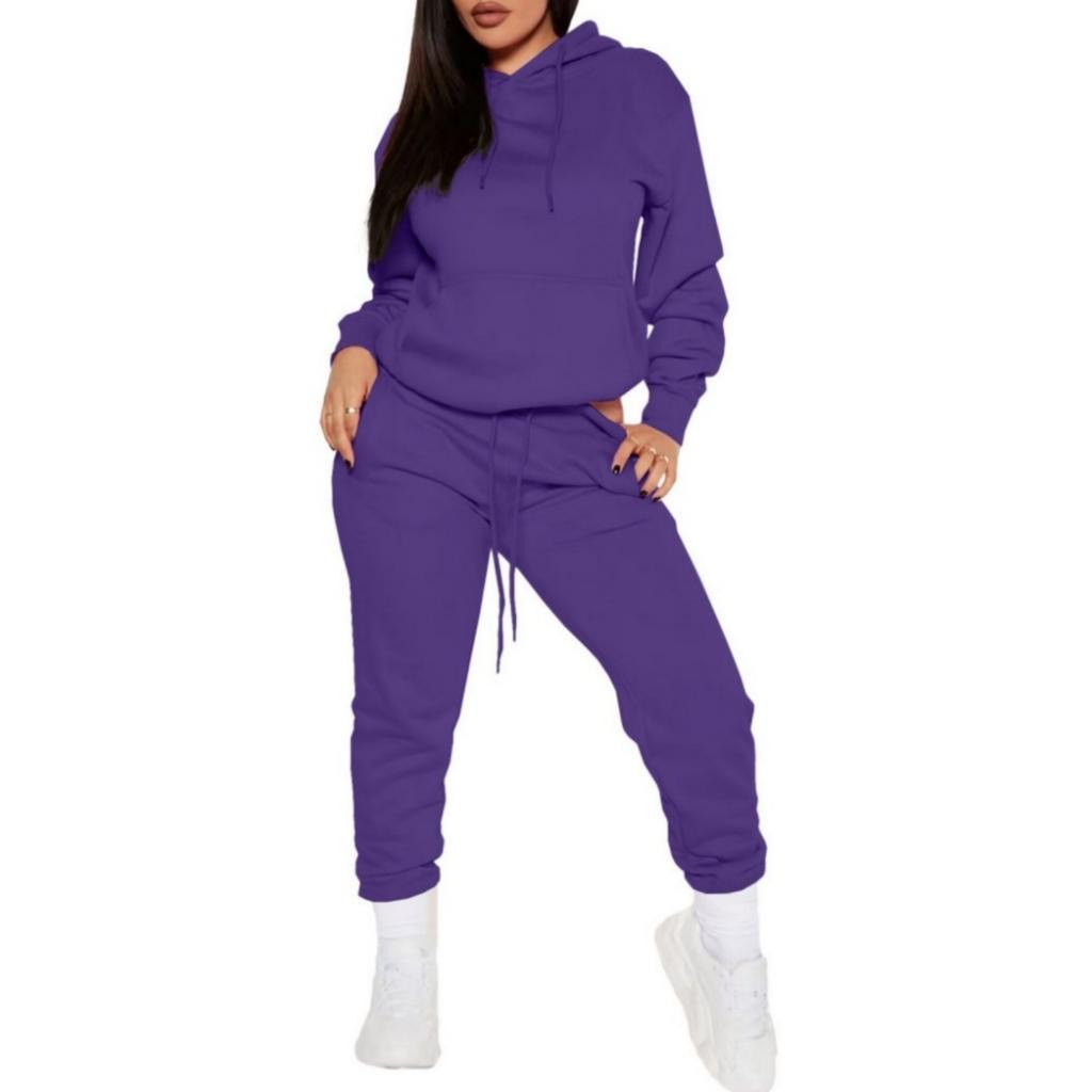Fashionable Women's Casual Sweatshirt Hooded Sports Suit
