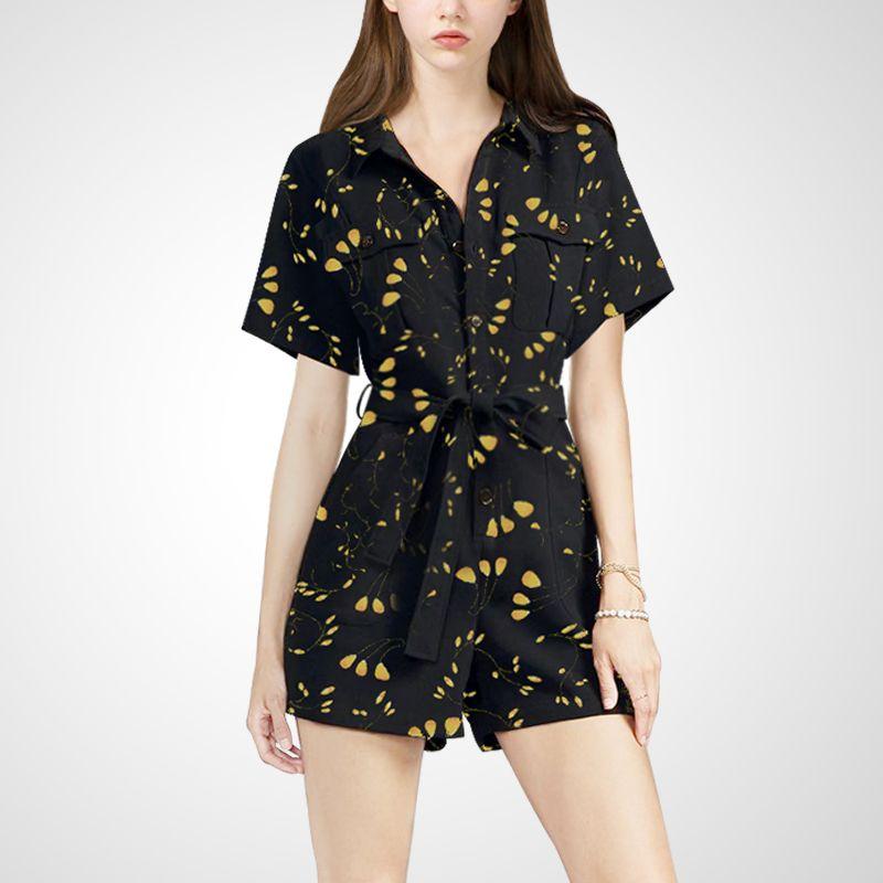 

Рубашечный воротник Свободный Модный Подчеркивающий фигуру Комбинезон Рабочая одежда Printed S