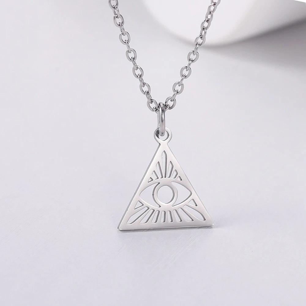 Eye of Horus Muslim Rune Pattern Round Pendant Necklace Men's Necklace Sliding Pendant Metal Necklace Amulet Accessory Jewelry